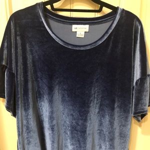 Blue crushed velvet top